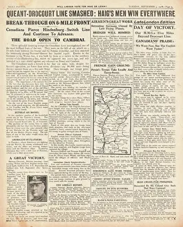 Byng: 1918 Daily Sketch Queant-Drocourt Line smashed