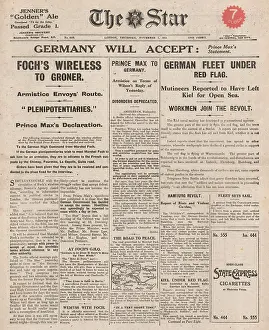 Cuxhaven: 1918 The Star front page Naval Revolt at Kiel