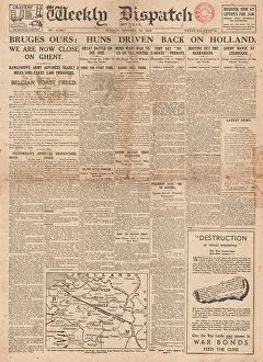 Doual: 1918 Weekly Dispatch front page Allies capture Bruges
