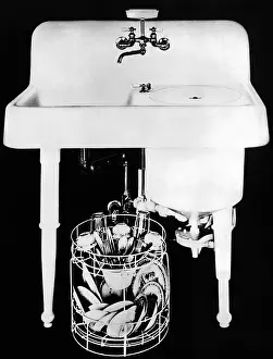 Dishwasher: 1920s Electric Dishwashersink. It had a ?