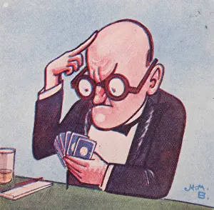 Golding: 1920s, game Bridge scores notepad, colour illustration