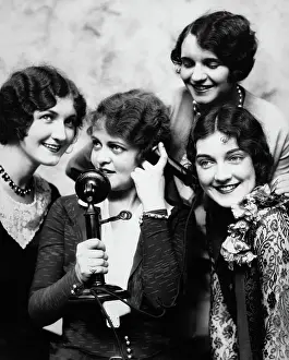 Chatter: 1920s GROUP OF FOUR WOMEN GATHERED AROUND CANDLESTICK
