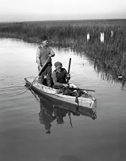 Gunning: 1920s Two Men Duck Hunters With