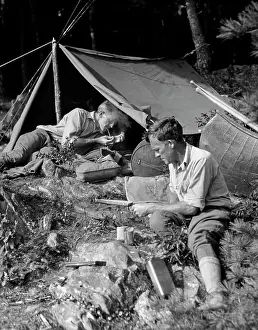Coarse: 1920s Two Men At Primitive Campsite