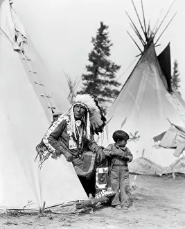 Grandparent: 1920s Native American Indian Man Chief Sitting Eagle and