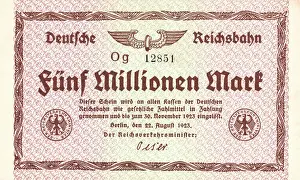 Reichsmark: 1923 Deutsche Reichsbahn Five million mark note