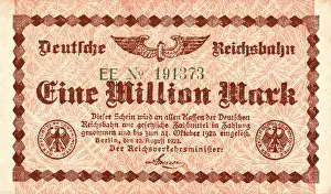 Reichsmark: 1923 Deutsche Reichsbahn One million mark note