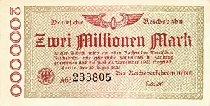 Reichsmark: 1923 Deutsche Reichsbahn Two million mark note