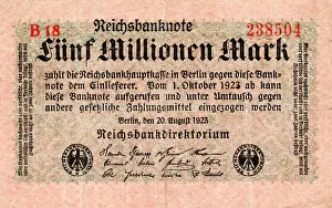 Reichsmark: 1923 Reichsbanknote Five million mark note