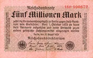 Reichsmark: 1923 Reichsbanknote Five Million mark note