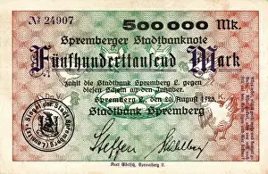 Reichsmark: 1923 Reichsbanknote Five hundred thousand mark note