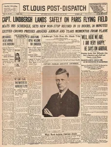 Non Stop: 1927 St Louis Post Dispatch Lindbergh flies the Atlantic