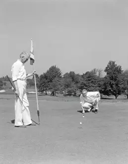 Ferrous: 1930s 1940s 2 Elderly Men On Golf