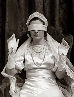 Sightless: 1930s Bride Wearing Blindfold