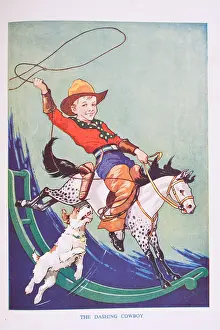 Lasso: 1930s, Colour Illustration, Smiling Boy Dressed