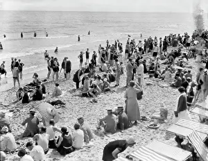 Sunning: 1930s Crowd Of People Some Clothed