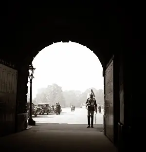 1930s Dramatic Anonymous Horse Guard Archway Framing Figu