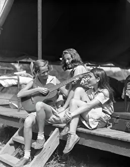 Strumming: 1930s Three Girls At Summer Camp