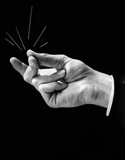 Friction: 1930s MAN'S HAND SNAPPING WITH LINES DRAWN OUT
