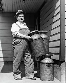 Canisters: 1930s Mature Elderly Man Dairy