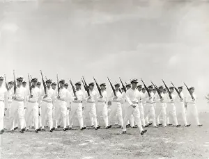Synchronization: 1930s naval officers marching
