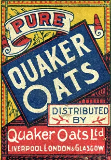 Oats: 1930s, packaging, cardboard, Quaker oats, breakfast
