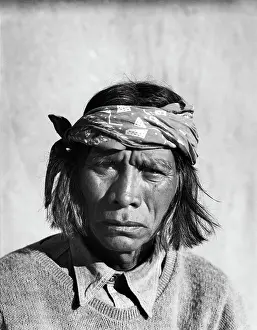 Cacique: 1930s portrait serious native american cacique