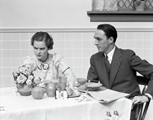 Quarreling: 1930s Quarreling Couple At A Table