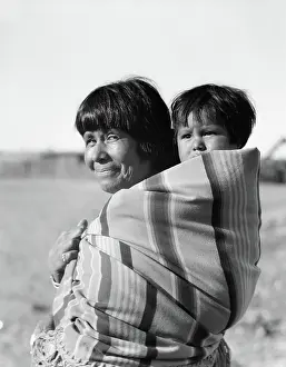 Cochiti: 1930s - Smiling Native American Mother Looking at Camera