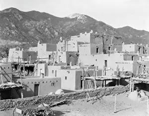 Taos: 1930s View of Adobe Buildings and Architecture of Taos Pu