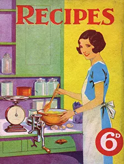 1930s woman cooking in her kitchen