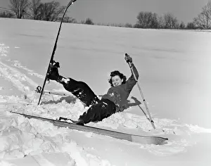 Tangle: 1930s Woman Falling In Snow On