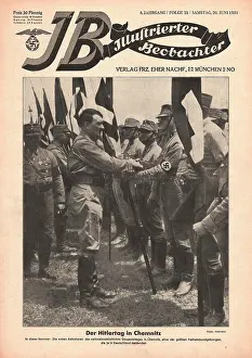 Beobachter: 1931 Adolf Hitler with SA troops in Chemnitz