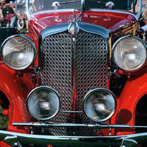 Waxed: 1931 Red Chrysler Imperial Automobile Detail of