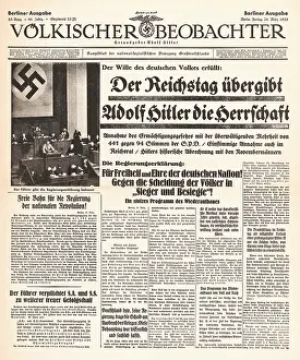 Volkischer: 1933 Volkischer Beobachter Rule given to Adolf Hitler