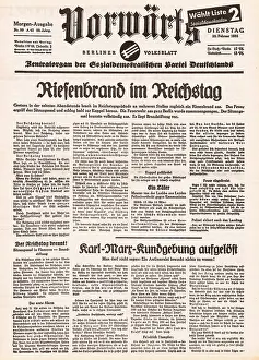Lubbe: 1933 Vorwarts (Germany) Reichstag fire