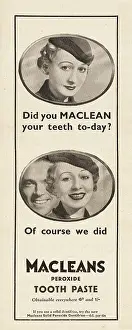 Toilet Tissue: 1935 UK Magazine Macleans Toothpaste Advert
