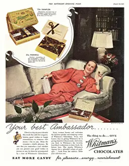 Confectionaries: 1936 U.S. Magazine Whitman's Chocolates Advert