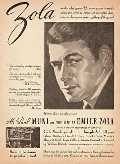 Muni: 1937 film advert The Life of Emile Zola