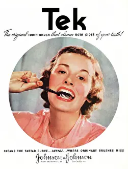 Toothbrushes: 1937 U.S. Magazine Tek Toothbrushes Advert
