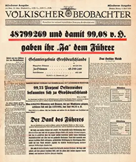 Beobachter: 1938 General election landslide for Adolf Hitler