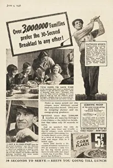 Wheat Flakes: 1938 UK Magazine Kellogs Cornflakes Advert