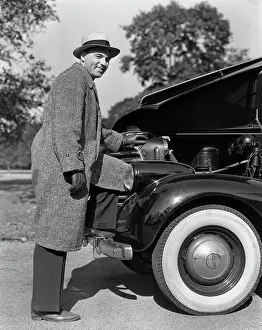 Whitewall: 1939 1940s Retro Man Car Engine