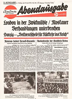 Non Aggression: 1939 Political crisis over Danzig