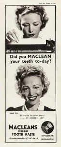 Toilet Tissue: 1939 UK Magazine Macleans Toothpaste Advert