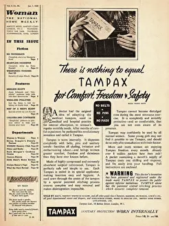 Tampax: 1939 UK Magazine Tampax Advert