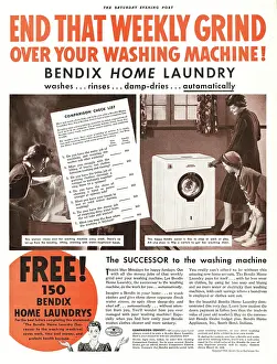 Washing Machine: 1939 U.S. Magazine Bendix Washing Machine Advert