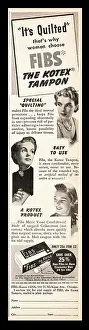Tampax: 1940 US advert Fibs Kotex tampon