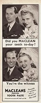 Macleans: 1940 UK Magazine Macleans Toothpaste Advert