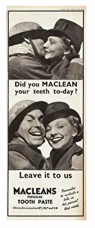 Macleans: 1940 UK Magazine Macleans Toothpaste Advert
